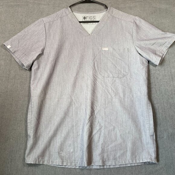 Figs Technical Collection Grey V-Neck Short Sleeve Scrub Top Mens Size Small - Picture 1 of 13